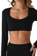 Sculpted Long Sleeve Bra in Black