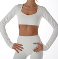 Sculpted Long Sleeve Bra in White